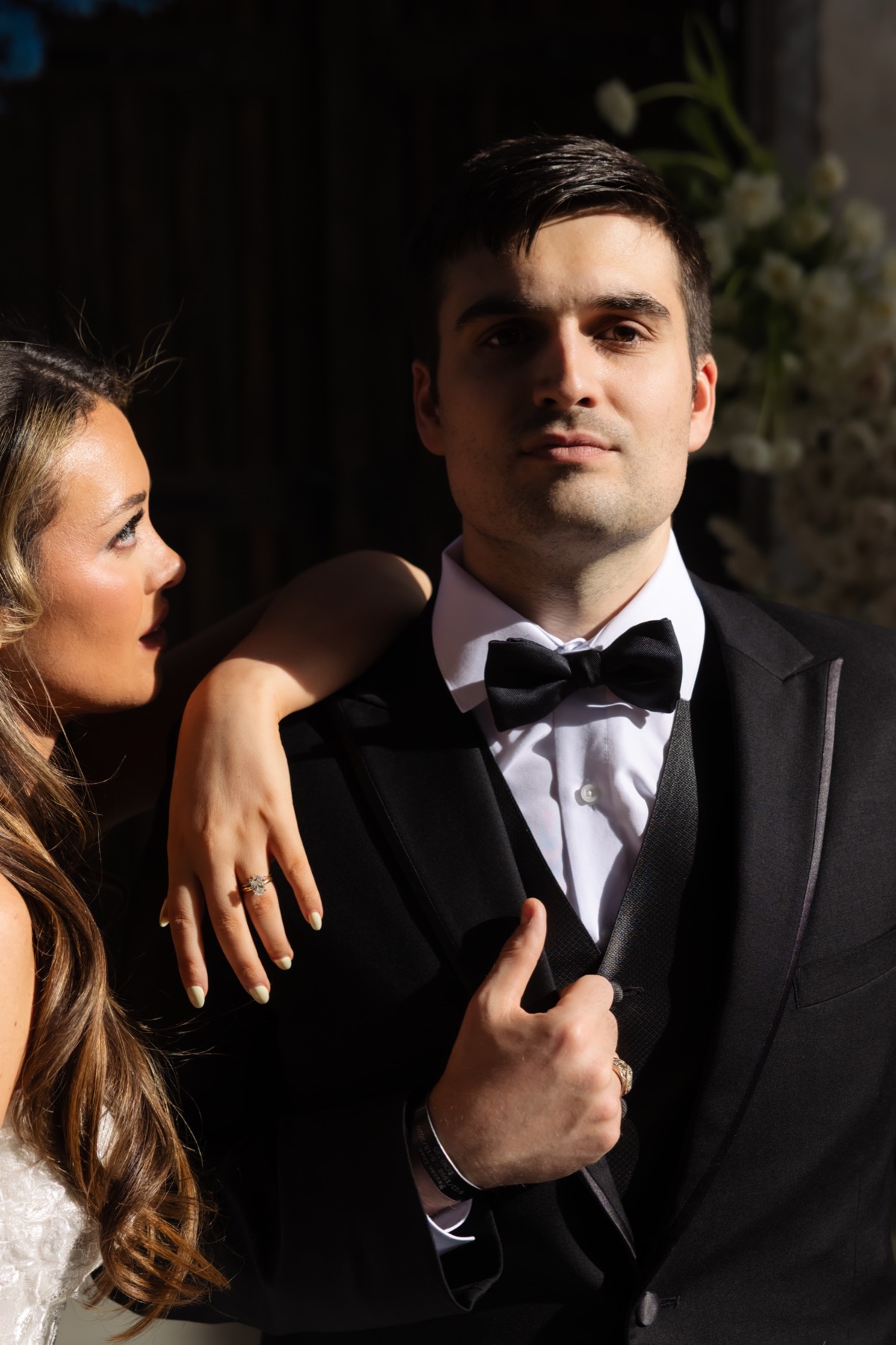 Bride and groom embracing at Providence Cotton Mill — An Icy Heirloom editorial by Honey I Styled